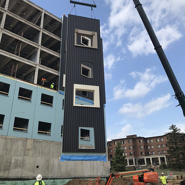 Exterior Wall Panel Being Set at WMU